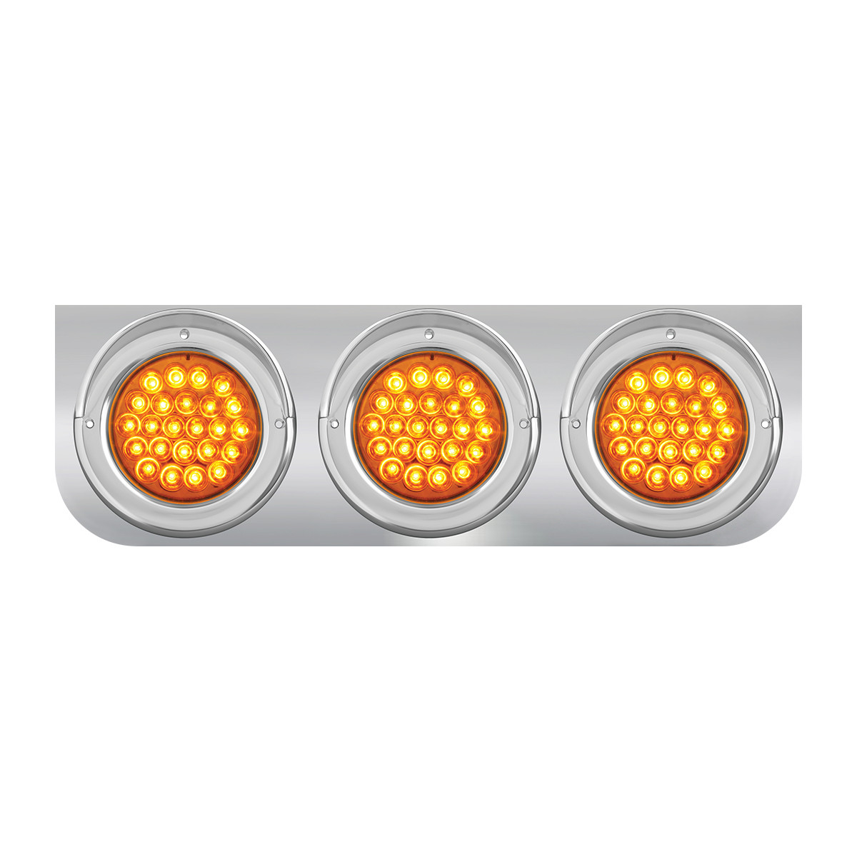 Chrome Steel L Bracket with Triple 4" Round Lights