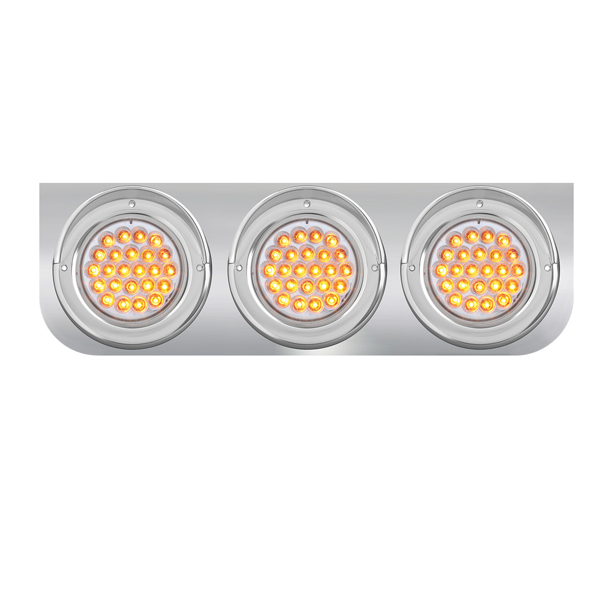 Chrome Steel L Bracket with Triple 4" Round Lights