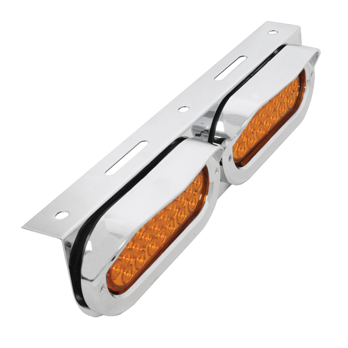 Chrome Steel L Bracket w/ Dual Large Oval Lights