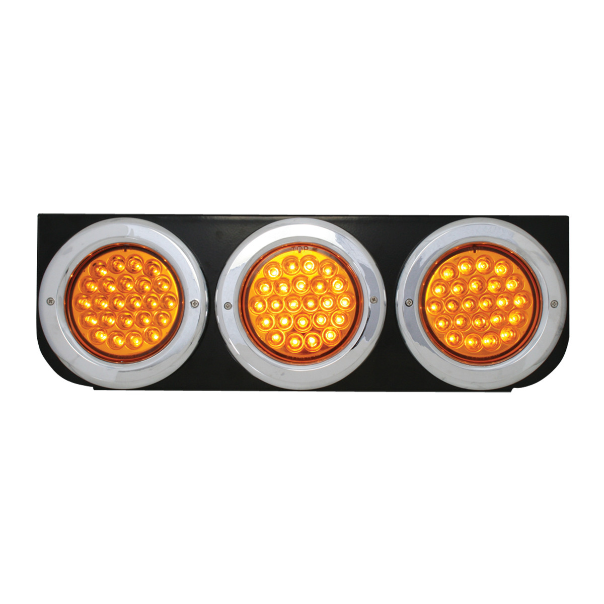 Black Steel L Bracket with Triple 4" Round Lights