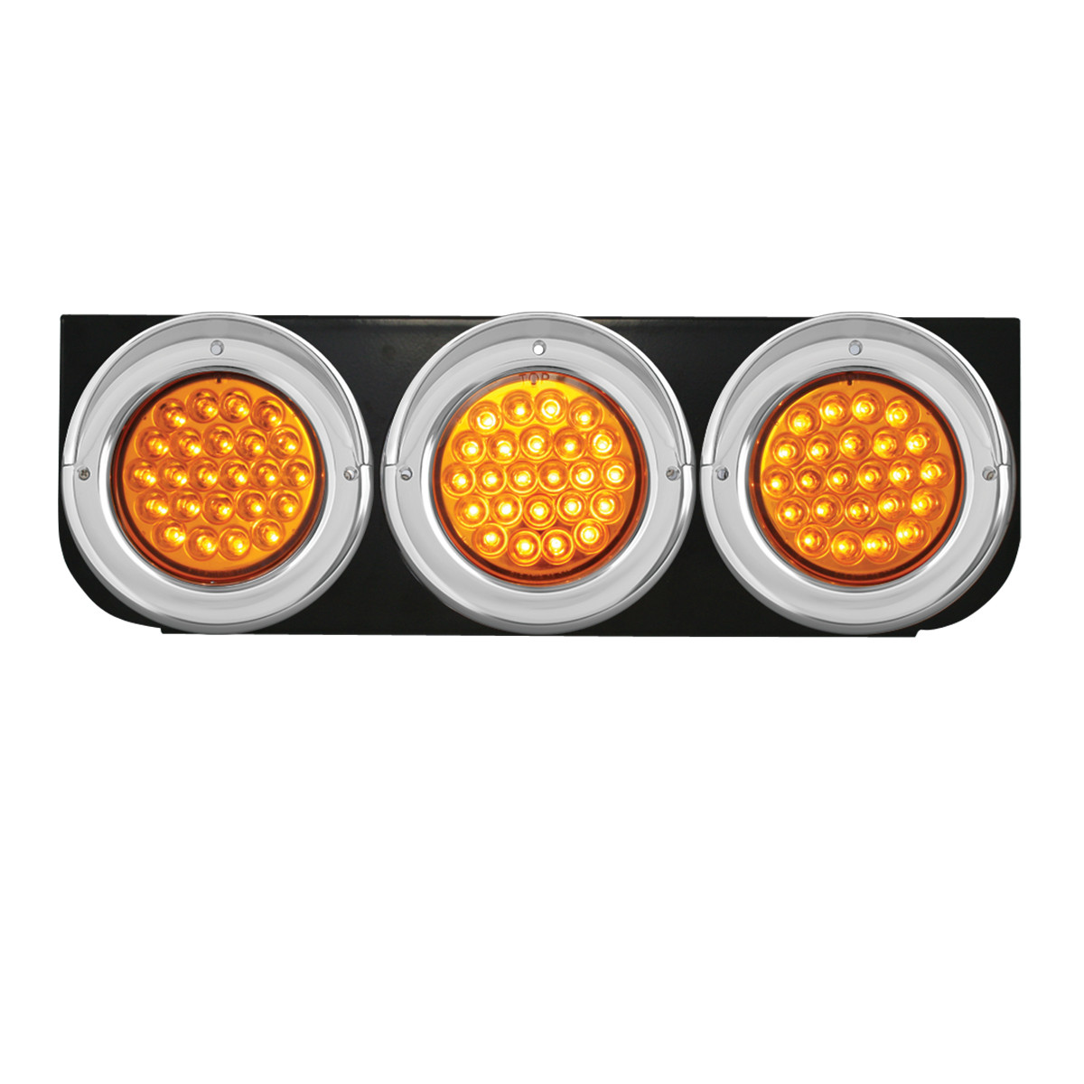 Black Steel L Bracket with Triple 4" Round Lights