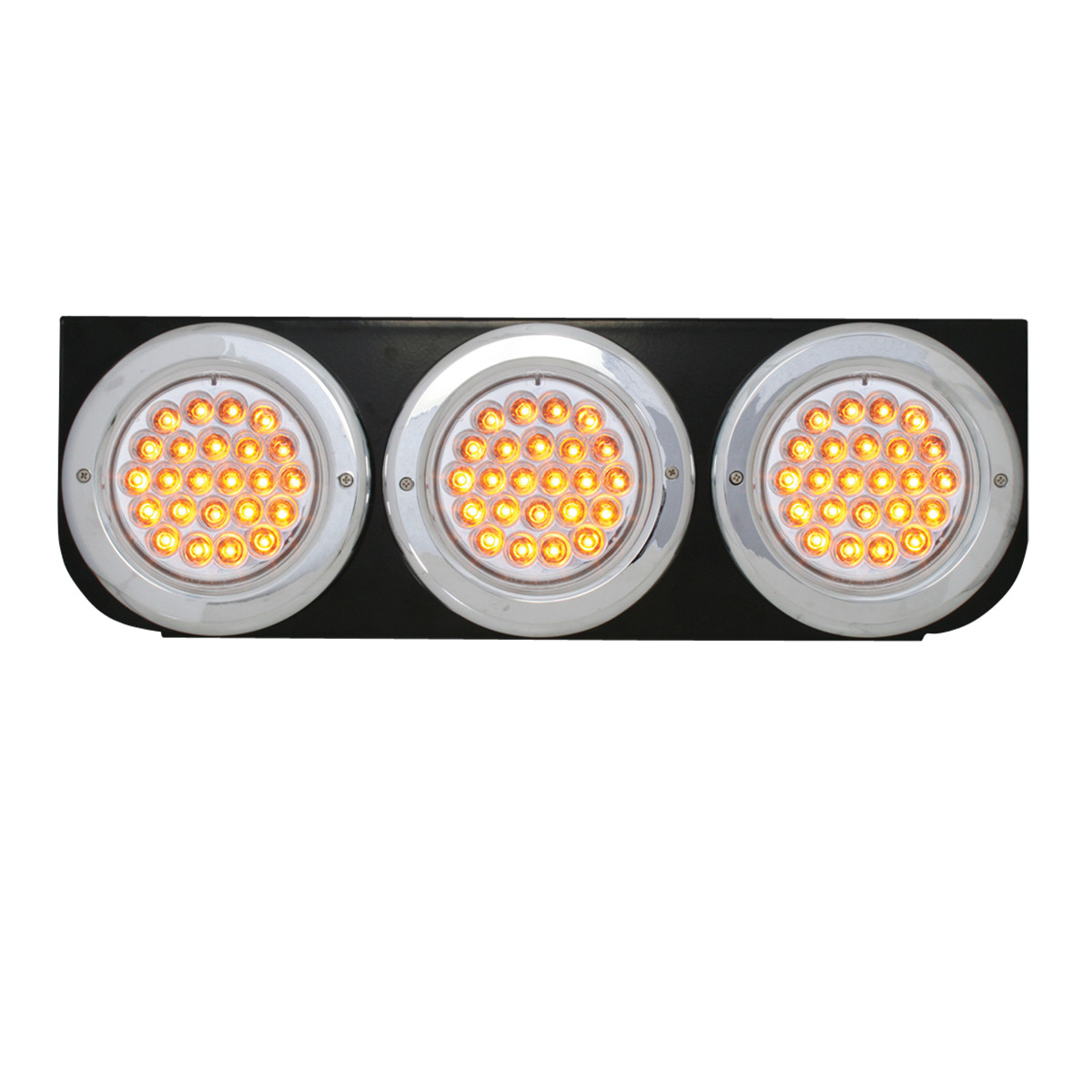 Black Steel L Bracket with Triple 4" Round Lights