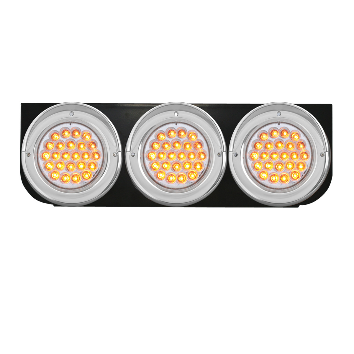 Black Steel L Bracket with Triple 4" Round Lights