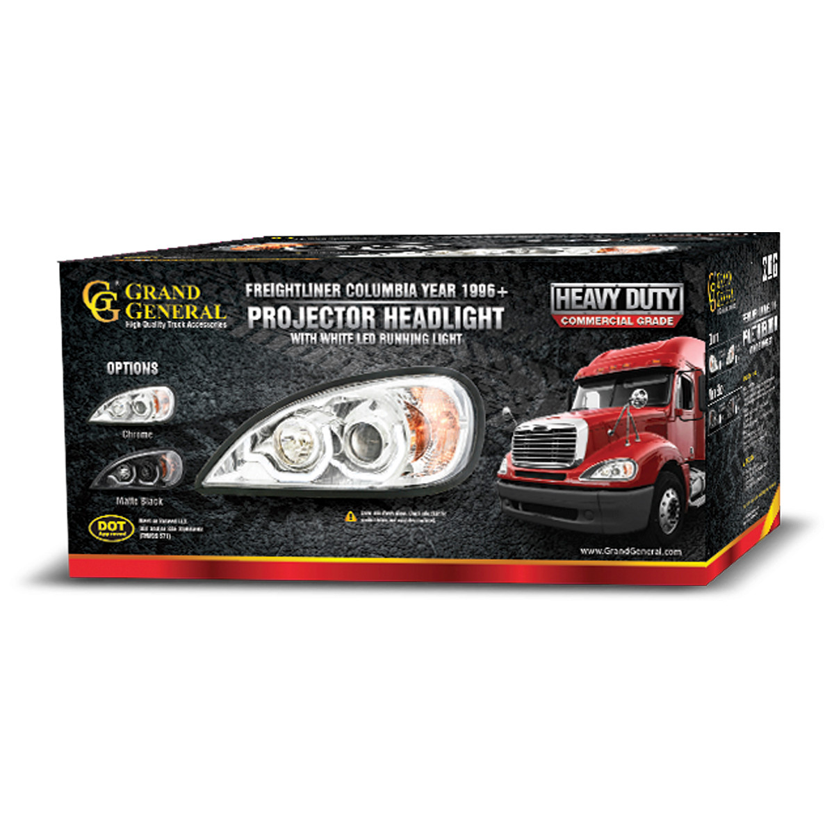 Freightliner Columbia Projection Headlight w/White LED Running Light - Thumbnail 3