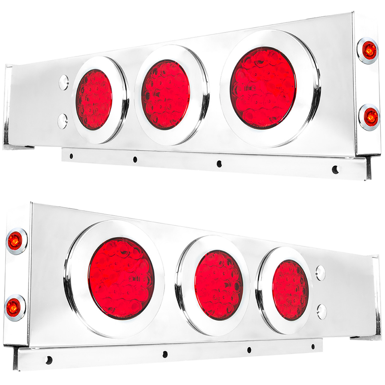 2-Pc Spring-Loaded SS LB w/ 4" LED Lights & 1" Mini Side LEDs