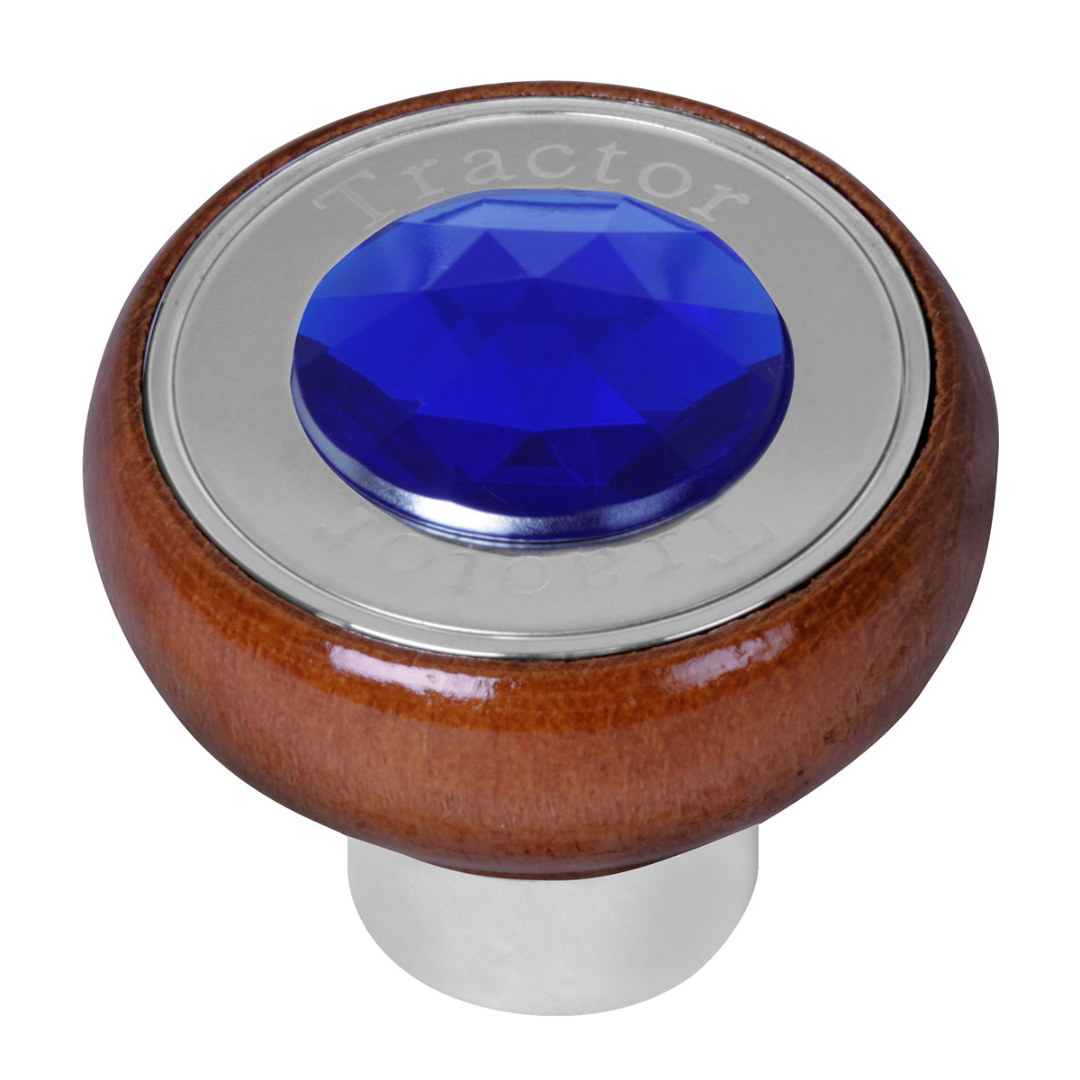 Wood Knob w/ SS Tractor/Trailer Plate & Jewel