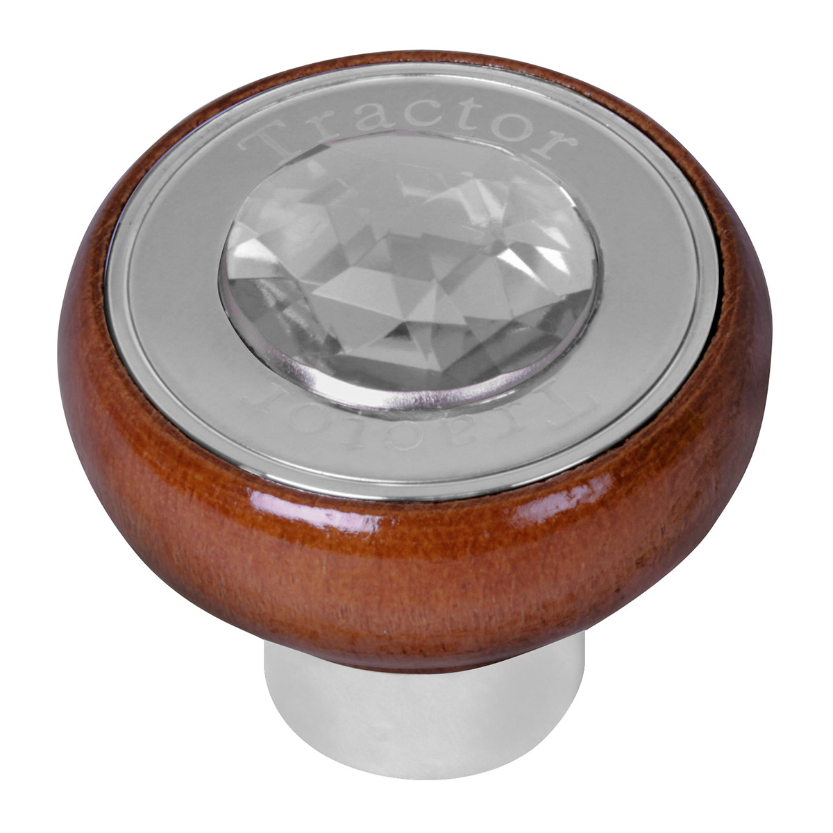 Wood Knob w/ SS Tractor/Trailer Plate & Jewel - Thumbnail 2