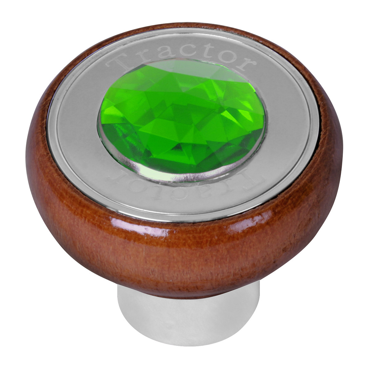 Wood Knob w/ SS Tractor/Trailer Plate & Jewel