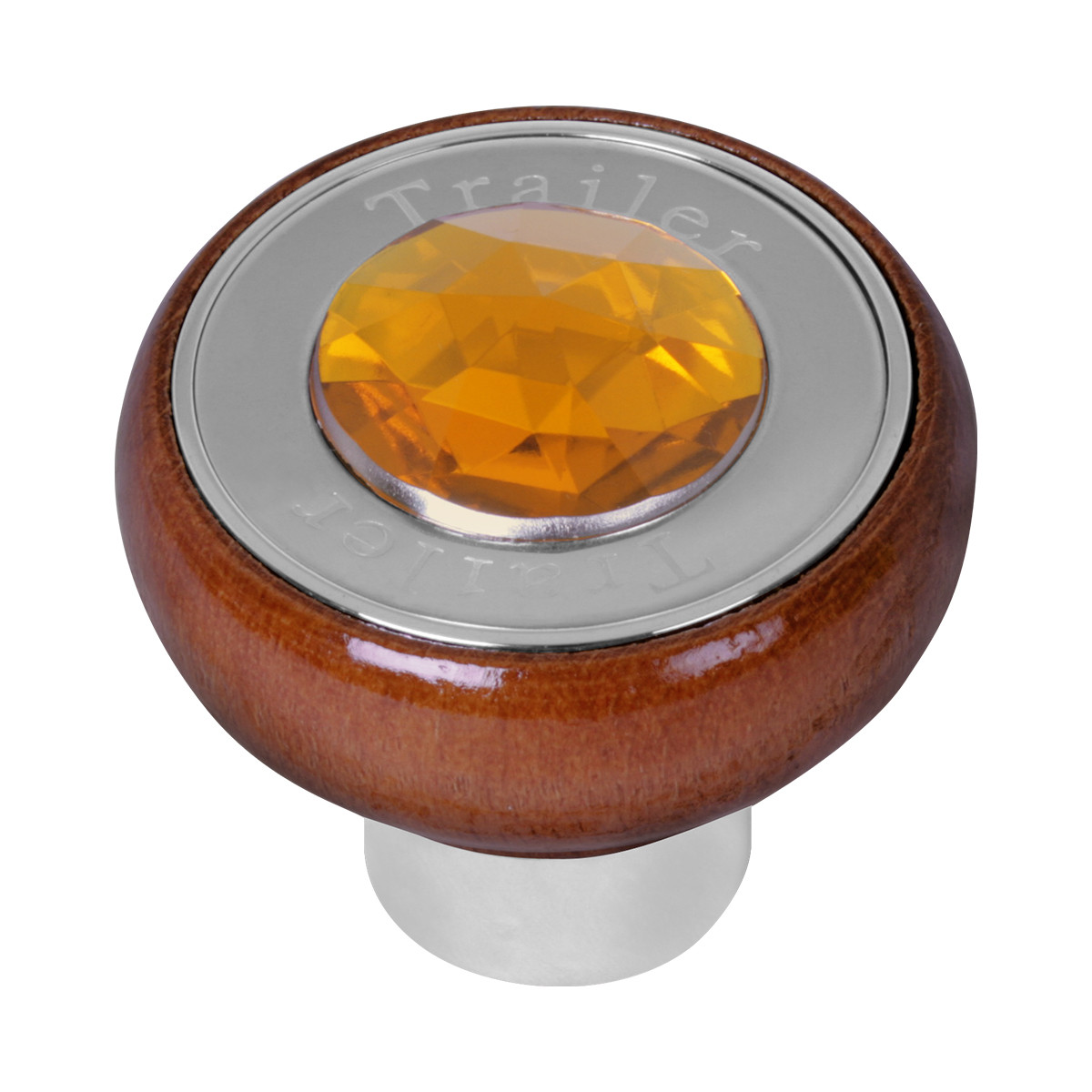 Wood Knob w/ SS Tractor/Trailer Plate & Jewel