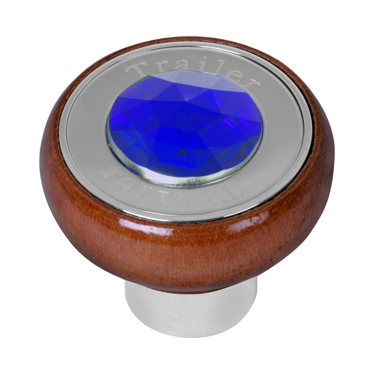 Wood Knob w/ SS Tractor/Trailer Plate & Jewel