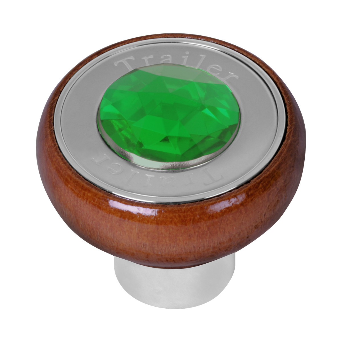Wood Knob w/ SS Tractor/Trailer Plate & Jewel - Thumbnail 2