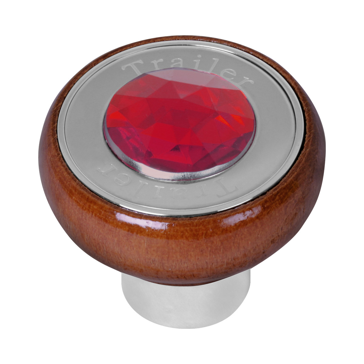Wood Knob w/ SS Tractor/Trailer Plate & Jewel