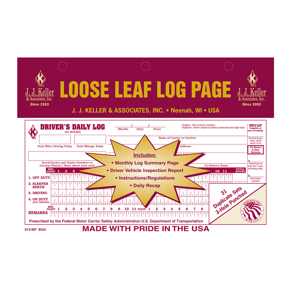 Driver's Daily Log with Detailed DVIR