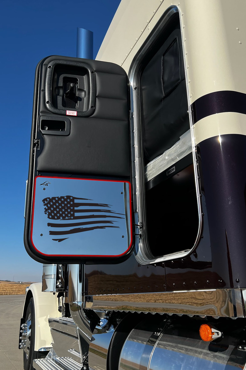 Sleeper Door Accent Plate - Fits Peterbilt 589 - USA Flag Logo