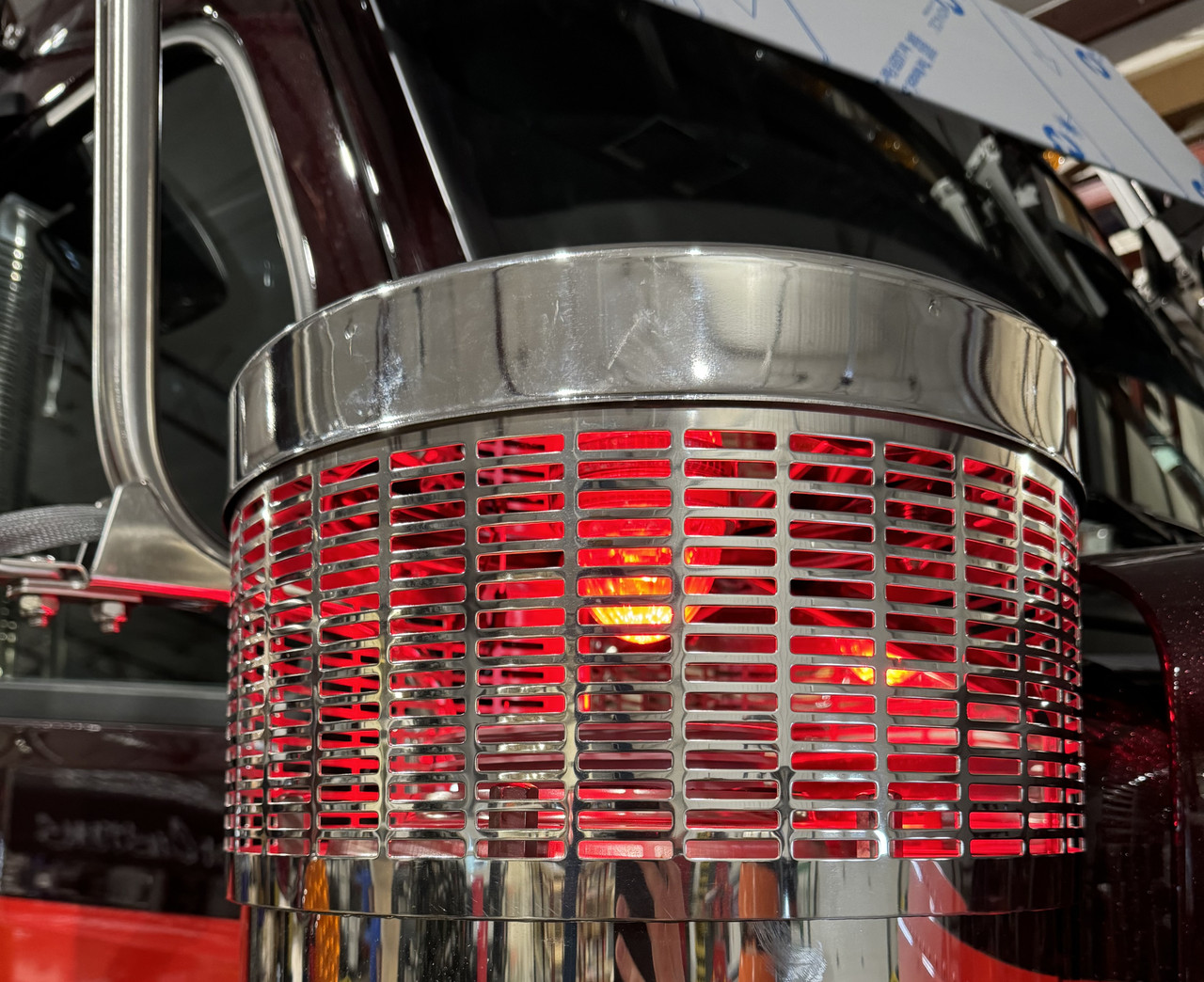 Peterbilt 389 & 589 Top Screen Light Brackets for 15" Donaldson Air Cleaner - (8) 3/4" Light Hole Configuration