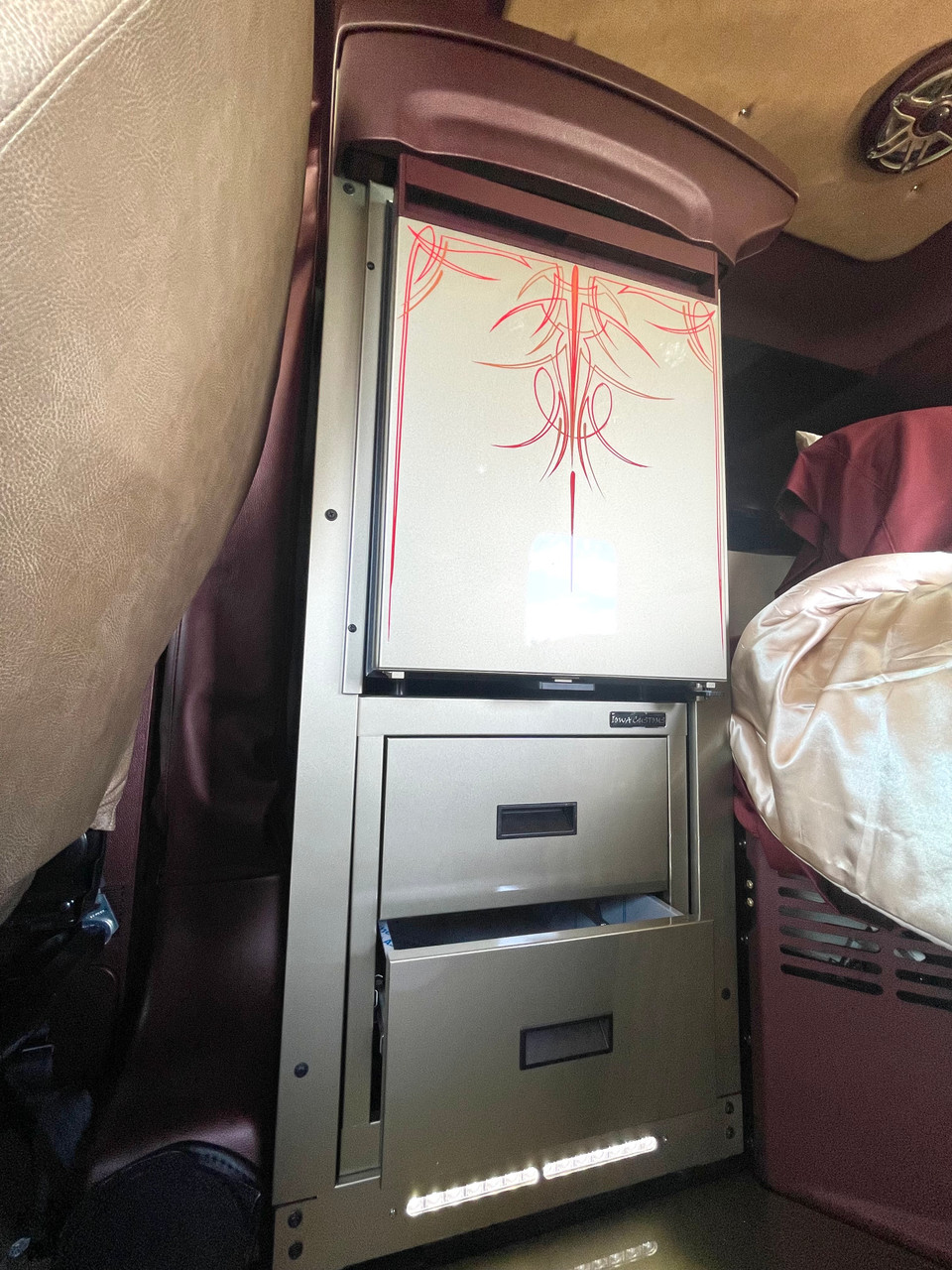 Refrigerator - Passenger Side Installation - Fits Peterbilt 589 - Brushed Stainless Steel