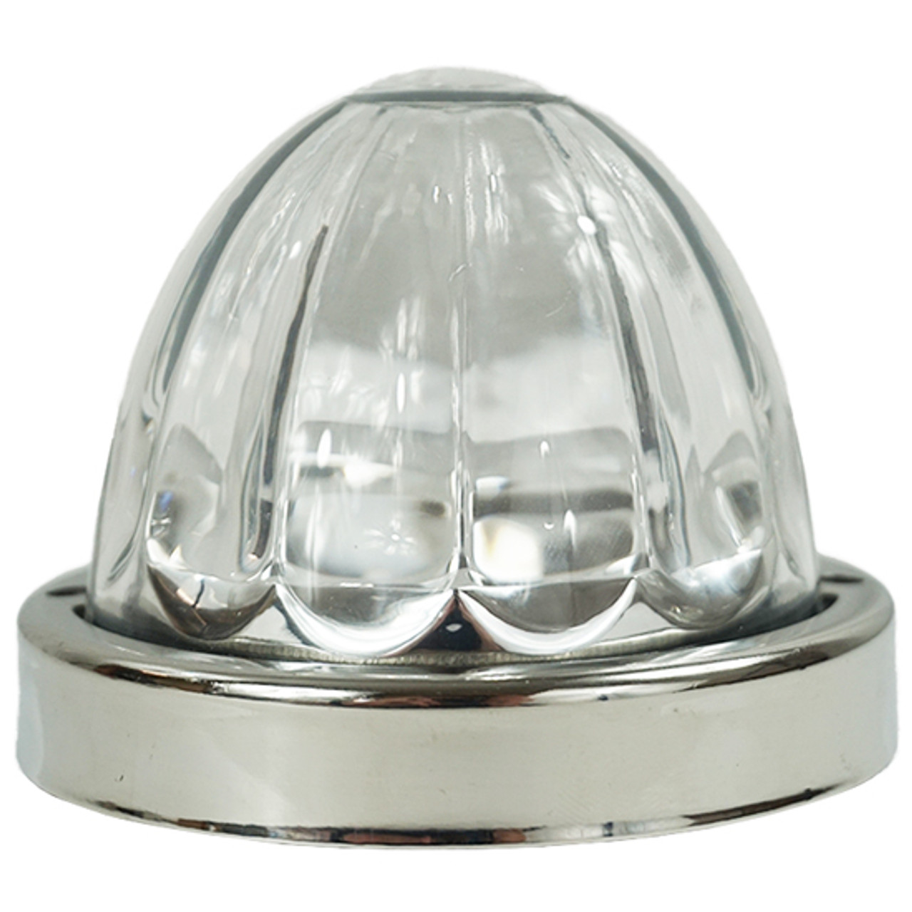 Legendary Glass 3-1/2 Inch Watermelon  Amber LED  - Clear Glass W/ SS Bezel - 2 Hole Mount, 3 Wire