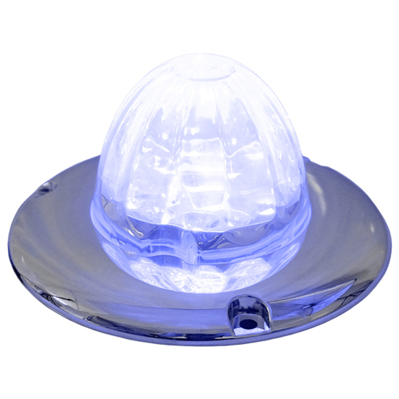 Legendary Glass 3-1/2 Inch Watermelon Blue-Clear LED Light W/ Chrome Flat Bezel - Thumbnail 2