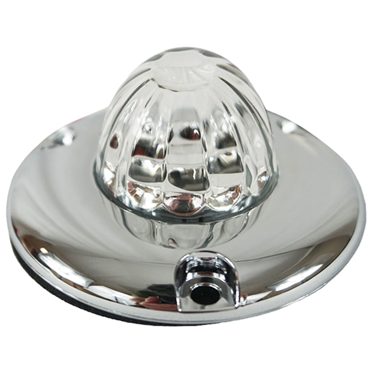 Legendary Glass 1-1/2 Inch Watermelon Blue-Clear LED Light W/ Chrome Flat Bezel - 3 Hole Mount, 2 Wire