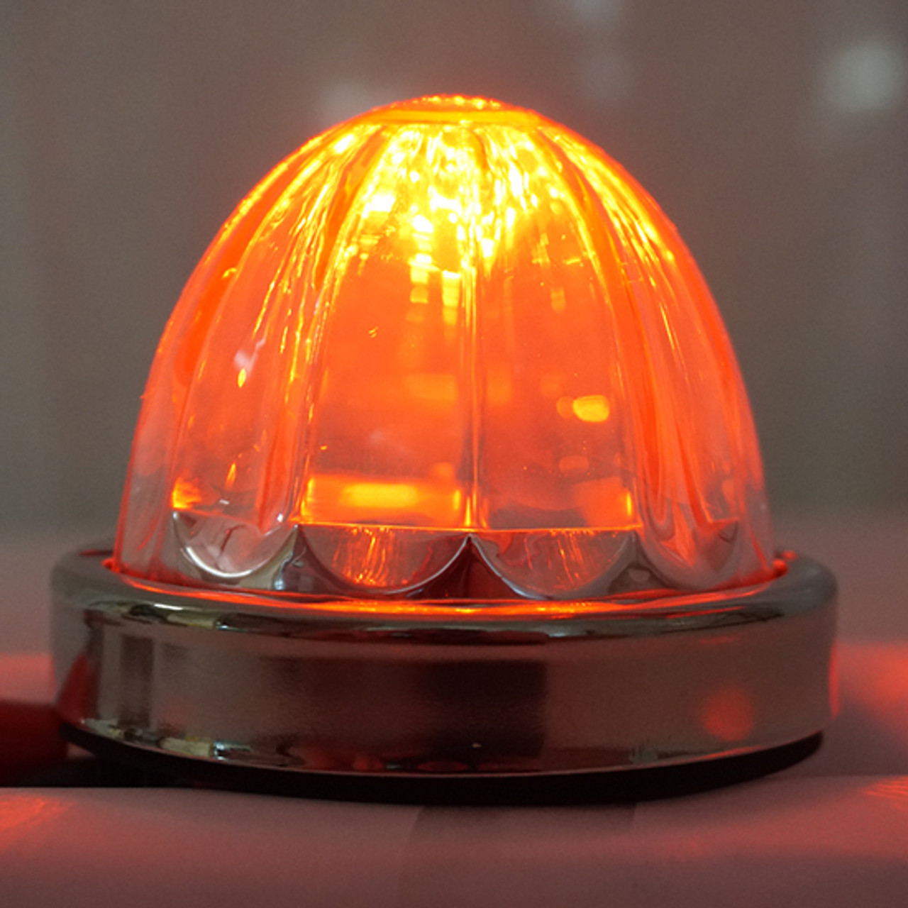 Legendary Glass 3-1/2 Inch Watermelon Red LED - Clear Glass W/ SS Bezel - 2 Hole Mount, 3 Wire - Thumbnail 2