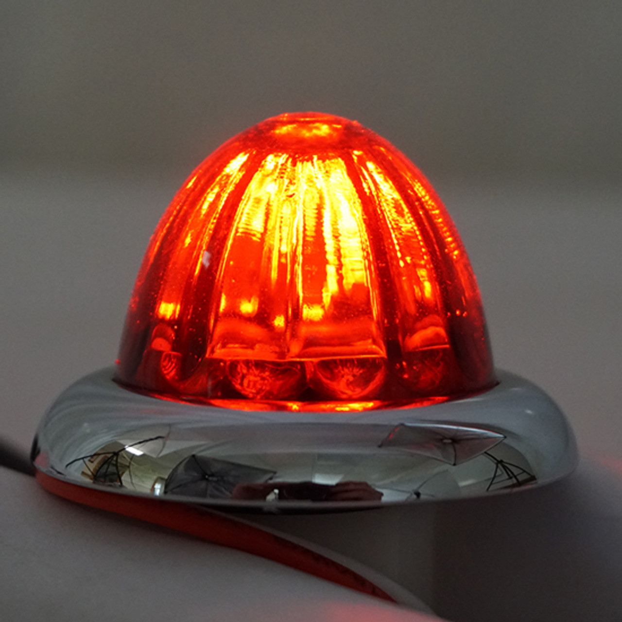 Legendary Glass 1-1/2 Inch Watermelon Red-Red LED - Stud Mount