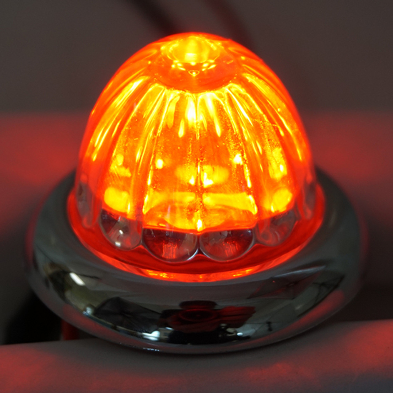 Legendary Glass 1-1/2 Inch Watermelon Red LED - Clear Glass - Stud Mount