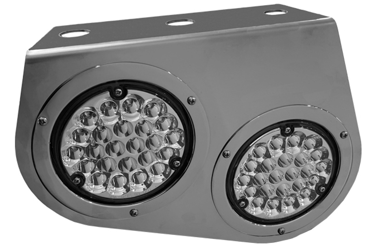 Dual 4" Light Hole Rear Bracket - OEM Replacement - #8 304 Polished Stainless Steel