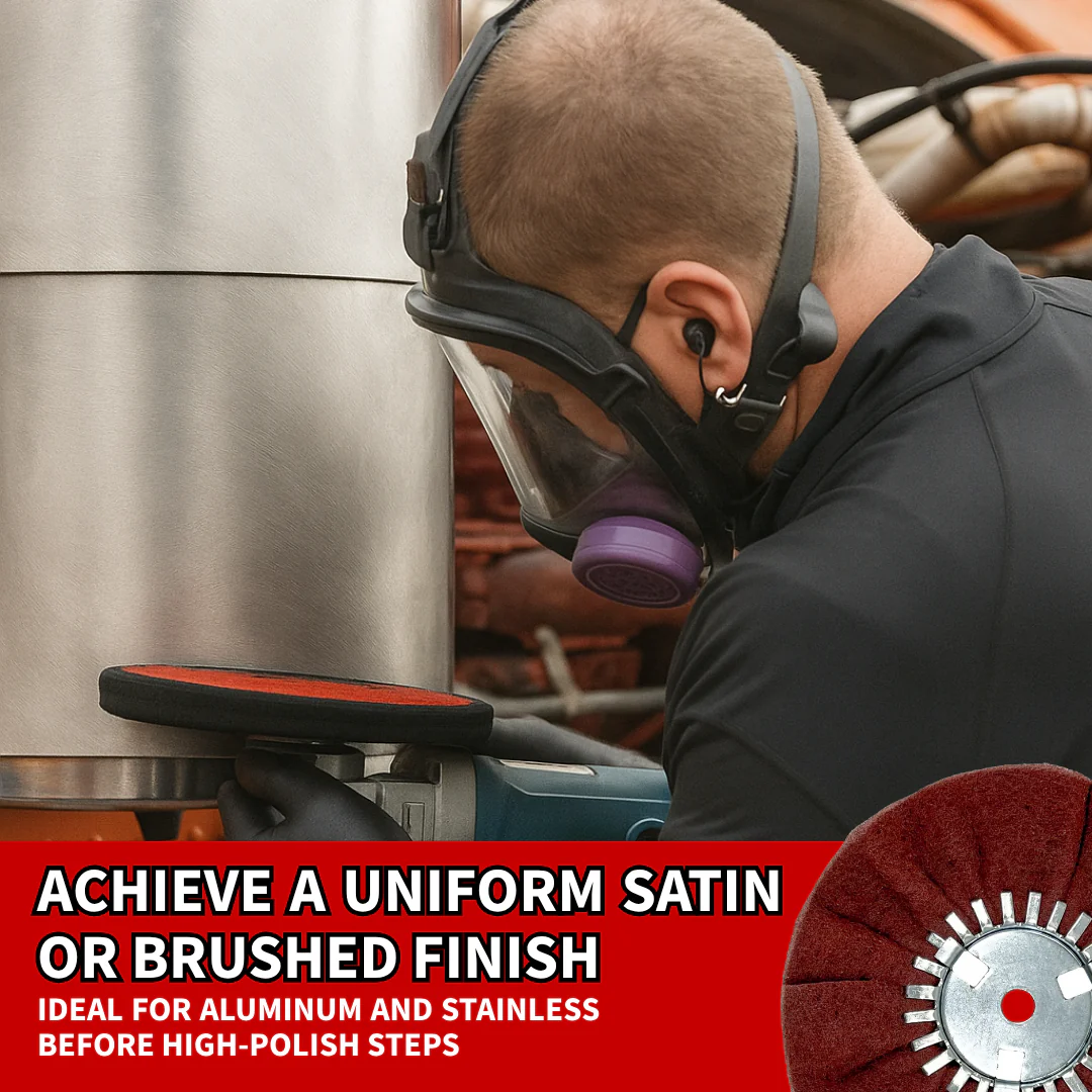 Ultra-Fine and Very Fine Satin Airway Buffing Wheel for Angle Grinders - Thumbnail 8