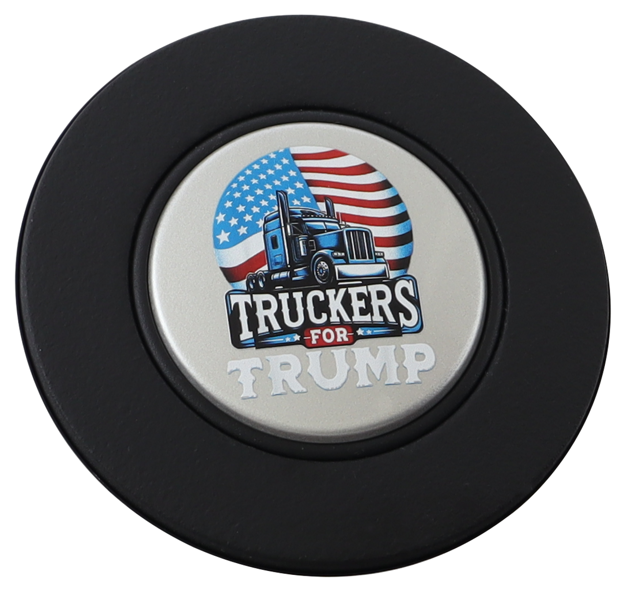 Black Textured - Truckers for Trump - Silver Medallion