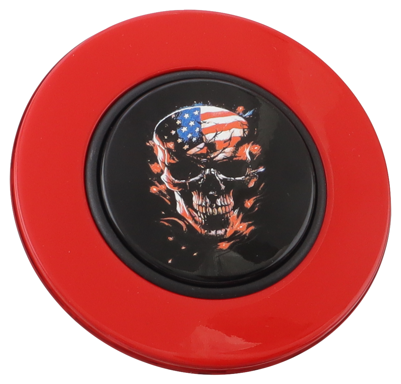 Classic Viper Red - American Flag Skull - Black Medallion