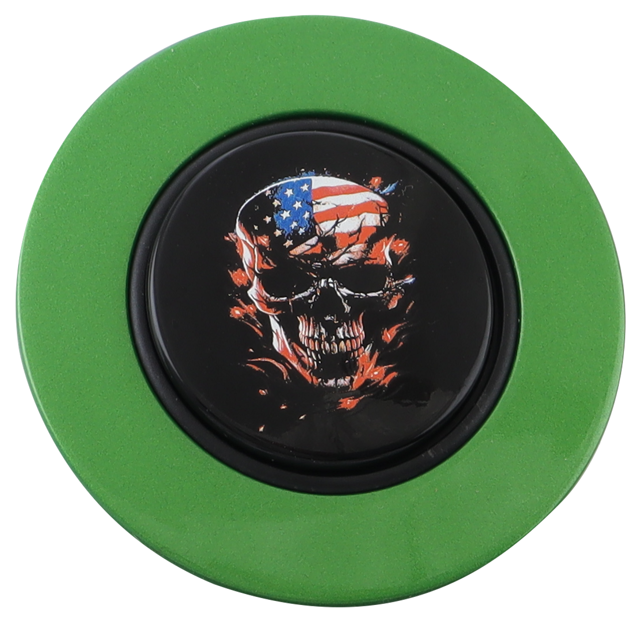 Classic Green - American Flag Skull - Black Medallion