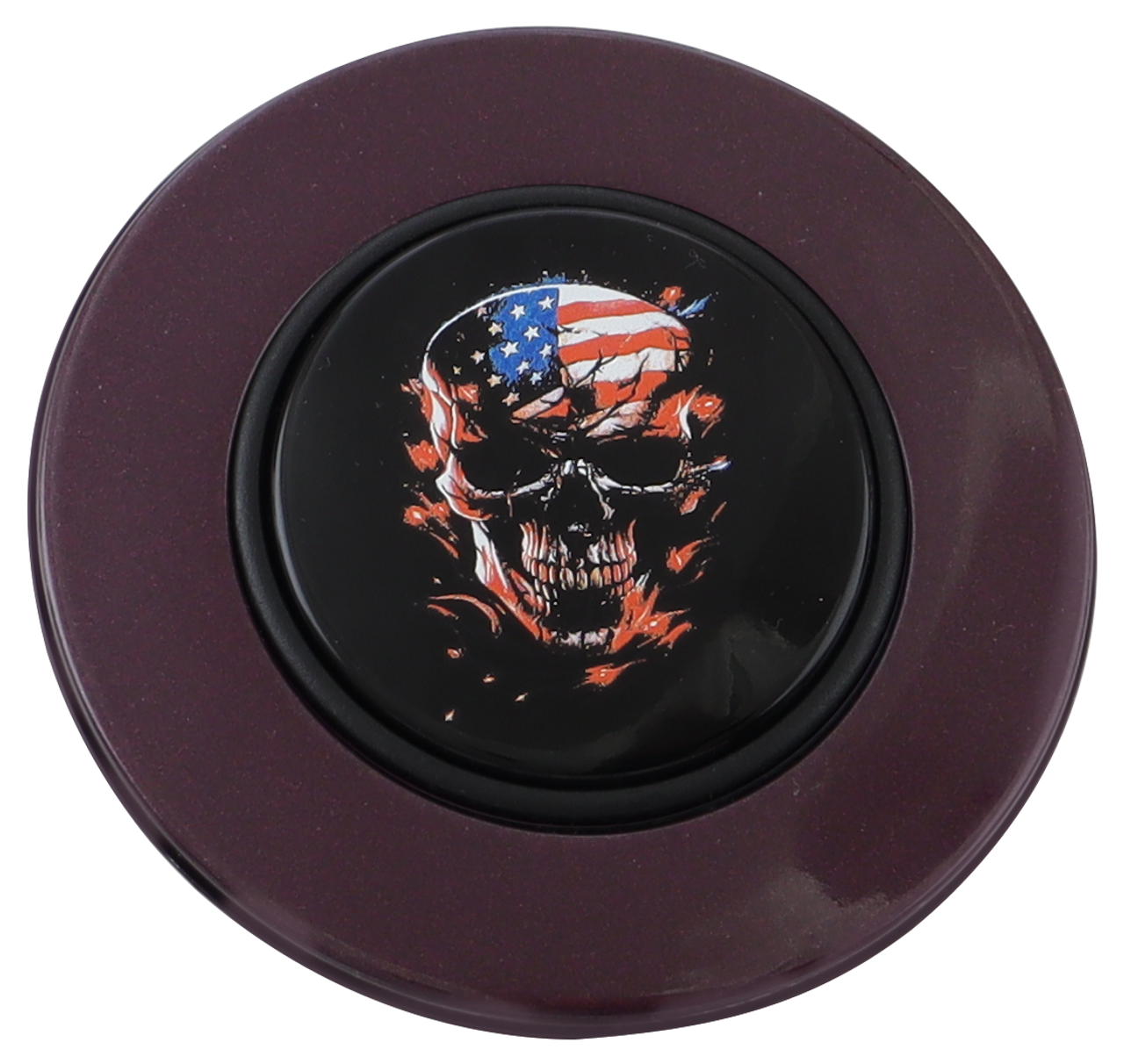 Classic Purple - American Flag Skull - Black Medallion