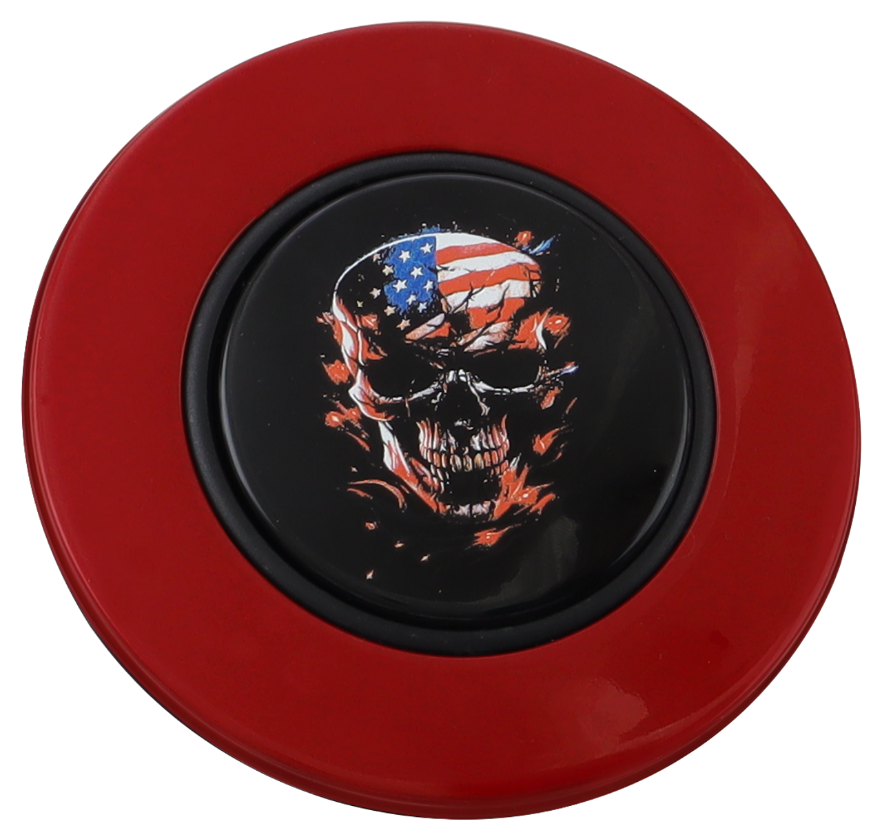 Classic Red - American Flag Skull - Black Medallion