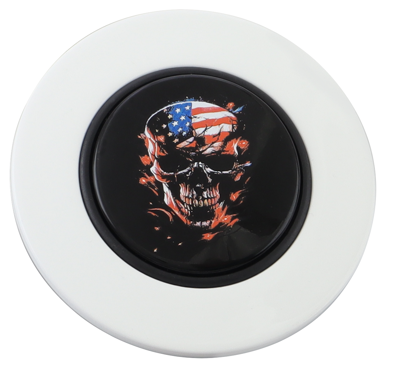 Classic White - American Flag Skull - Black Medallion