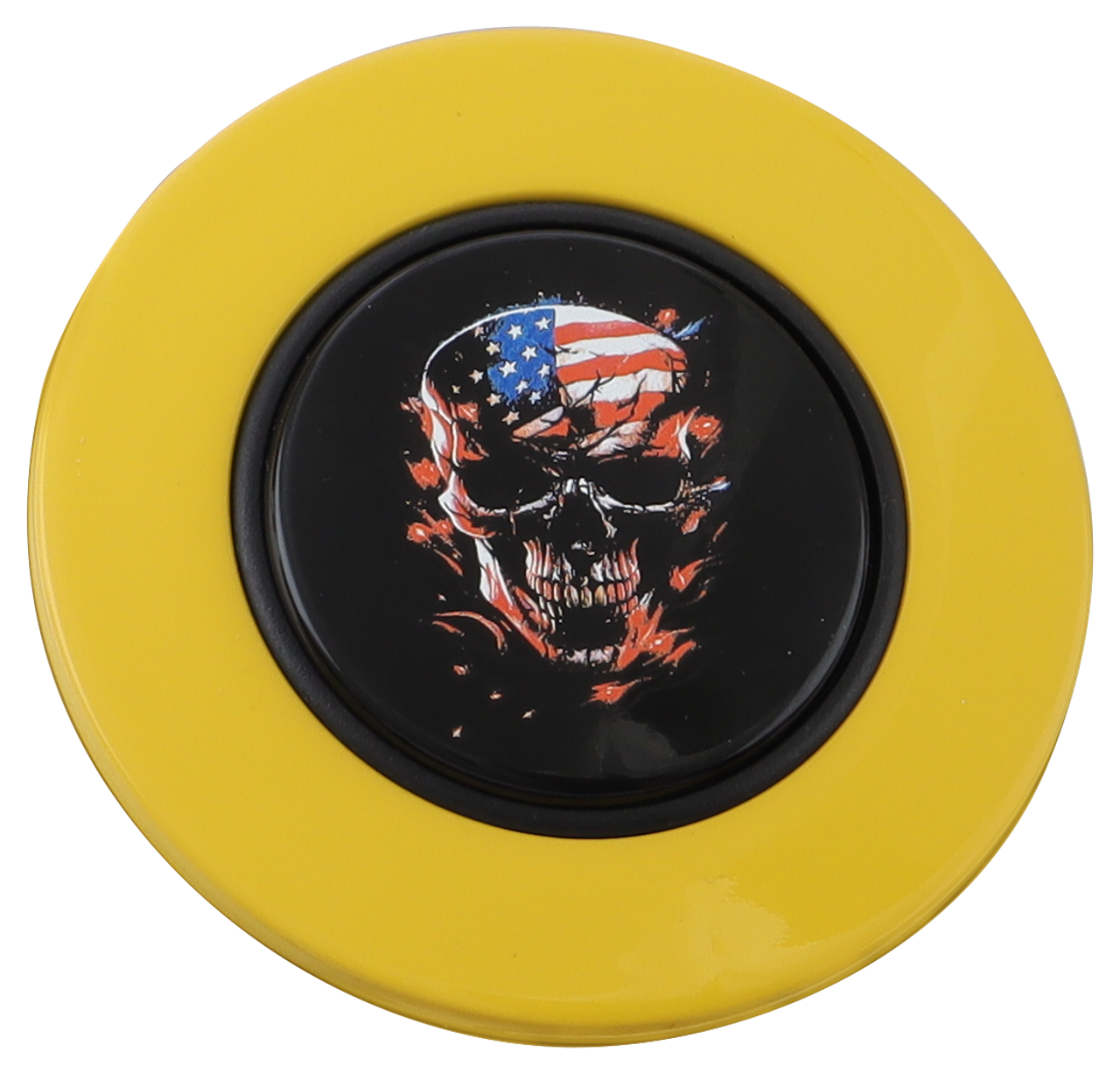 Classic Yellow - American Flag Skull - Black Medallion
