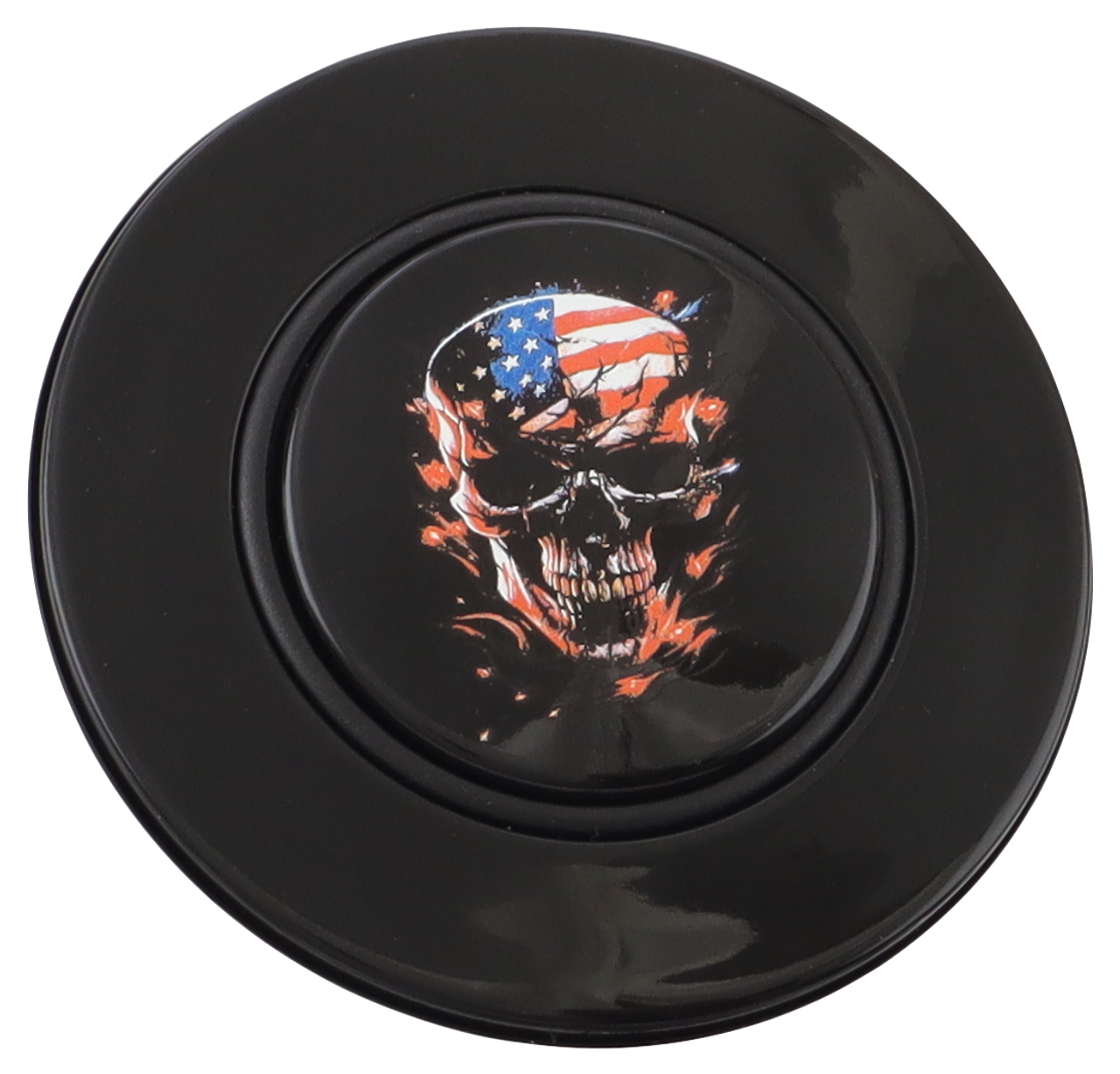 Classic Black - American Flag Skull - Black Medallion