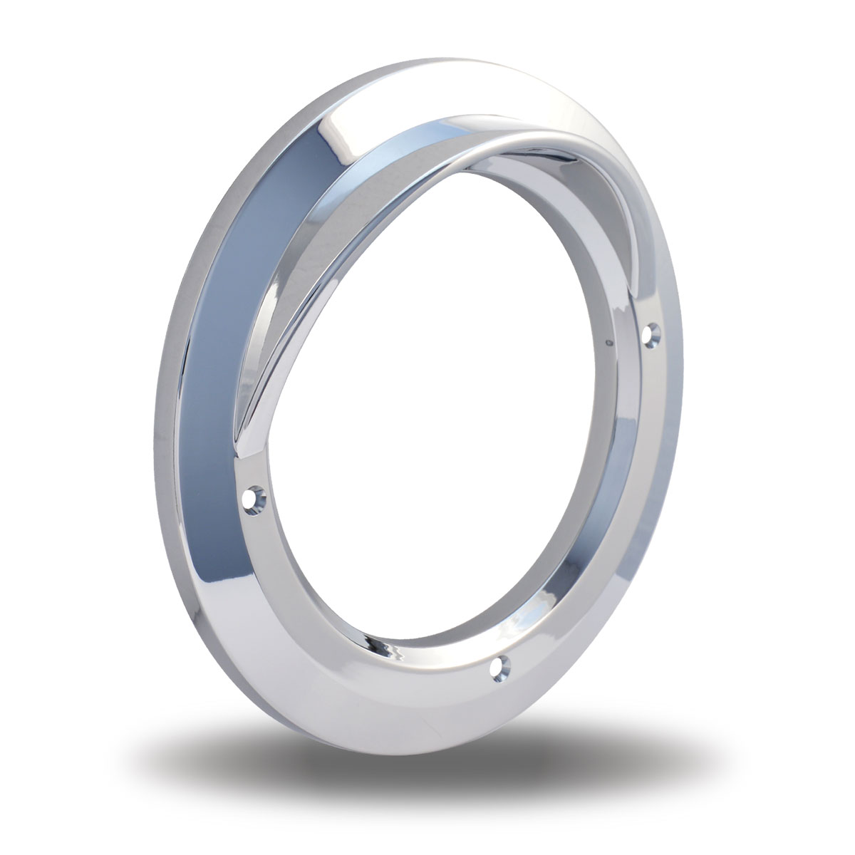 4" Screw On Round Bezel with Visor & Lip - Chrome ABS Plastic