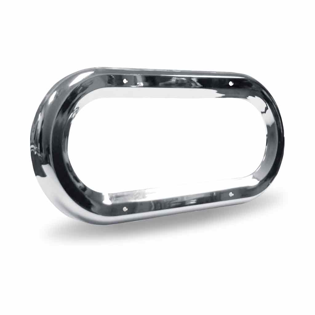 6" Oval Light Bezel - Screw On | Chrome ABS Plastic