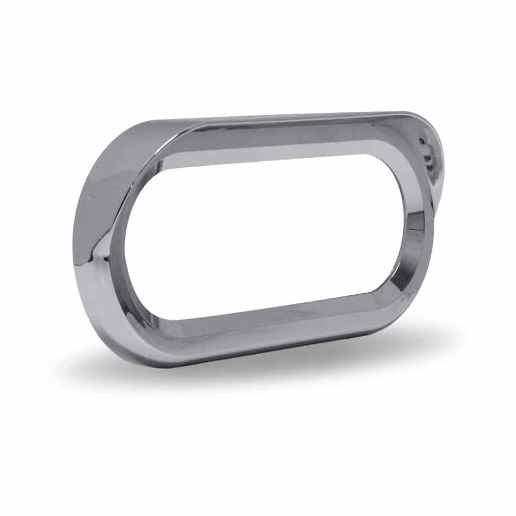 6" Oval Light Bezel with Visor - Twist On | Chrome ABS Plastic