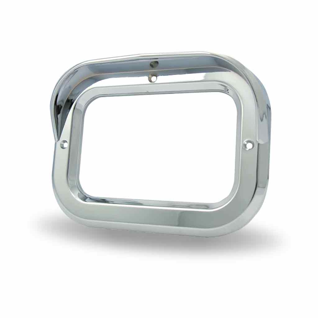 Screw On Square Bezel with Visor - Chrome Plastic
