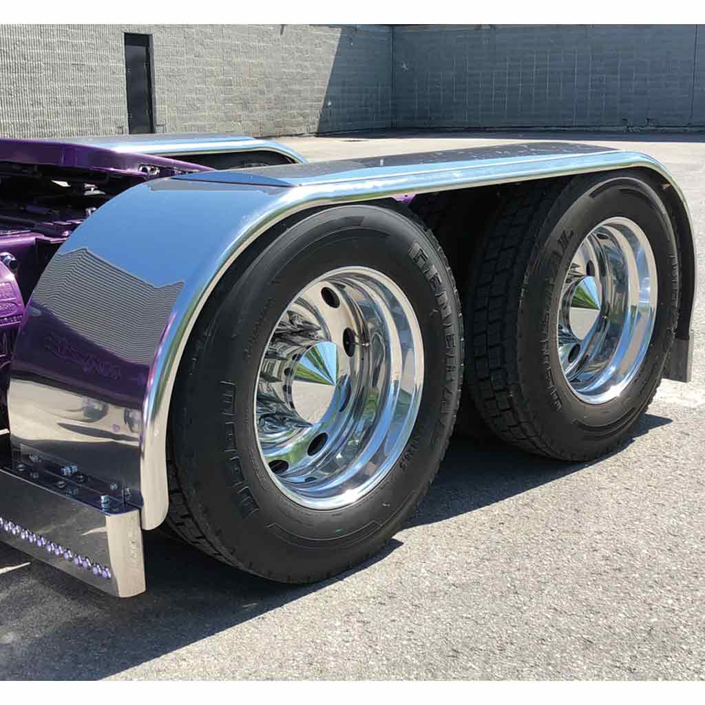 142" 'The Boss' Smooth Straight Drop full Fenders - 14 Gauge | Mirror Shine Stainless Steel