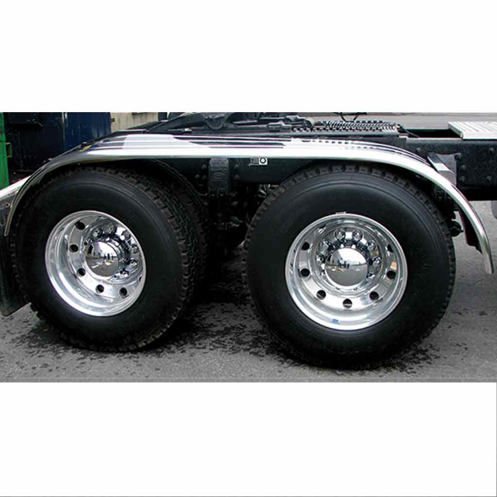 120" 3 Ribbed Full Fenders - 16 Gauge | Mirror Shine Stainless Steel - Thumbnail 4