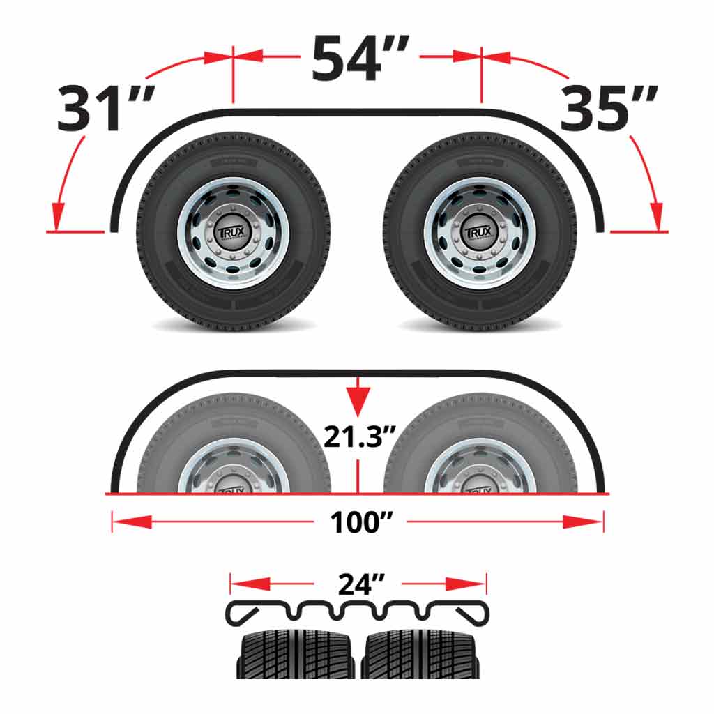 120" 4 Ribbed Full Fenders - 16 Gauge | Mirror Shine Stainless Steel - Thumbnail 4