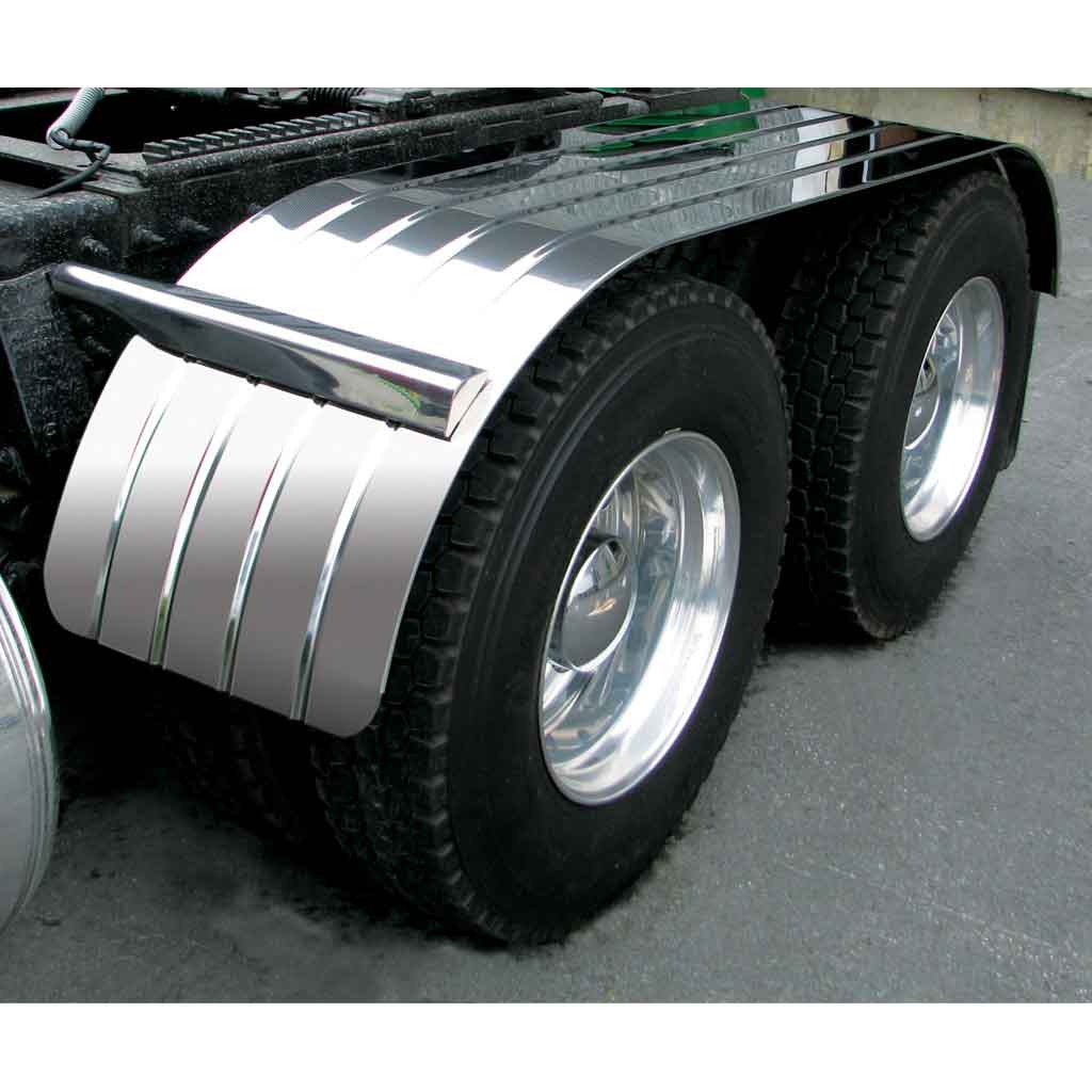 120" 4 Ribbed Full Fenders - 16 Gauge | Mirror Shine Stainless Steel - Thumbnail 2
