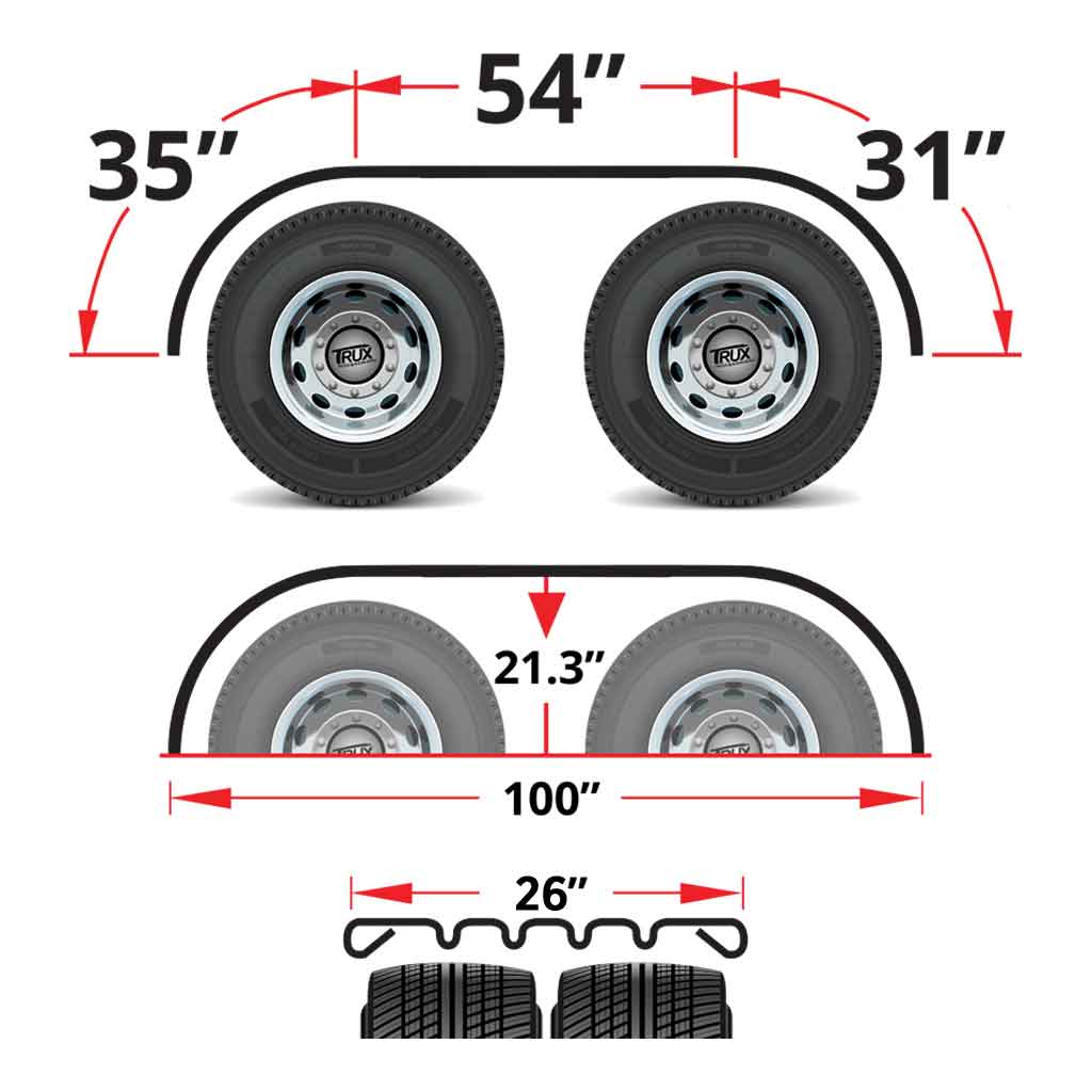 120" 4 Ribbed Full Fenders - 16 Gauge | Mirror Shine Stainless Steel - Thumbnail 4