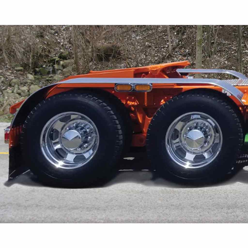 116" 4 Ribbed Full Fenders - 16 Gauge | Mirror Shine Stainless Steel - Thumbnail 2