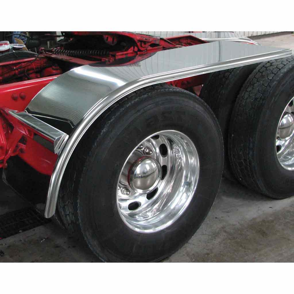 80" Smooth Half Fenders with Flange - 16 Gauge | Mirror Shine Stainless Steel