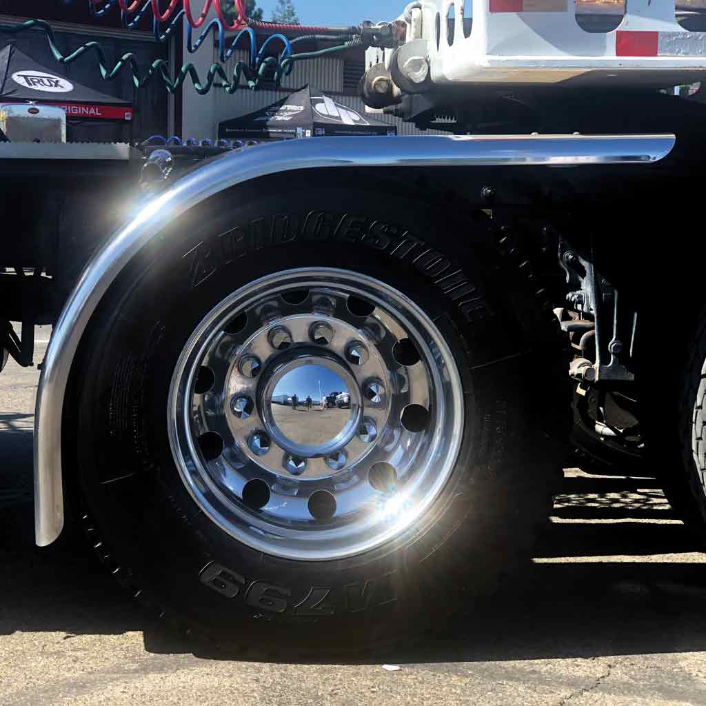66" Smooth Long Front Half Fenders - 16 Gauge | Mirror Shine Stainless Steel - Thumbnail 2