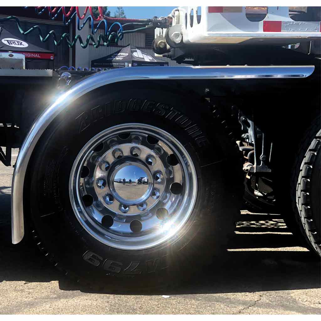72" Smooth Long Front Half Fenders - 16 Gauge | Mirror Shine Stainless Steel