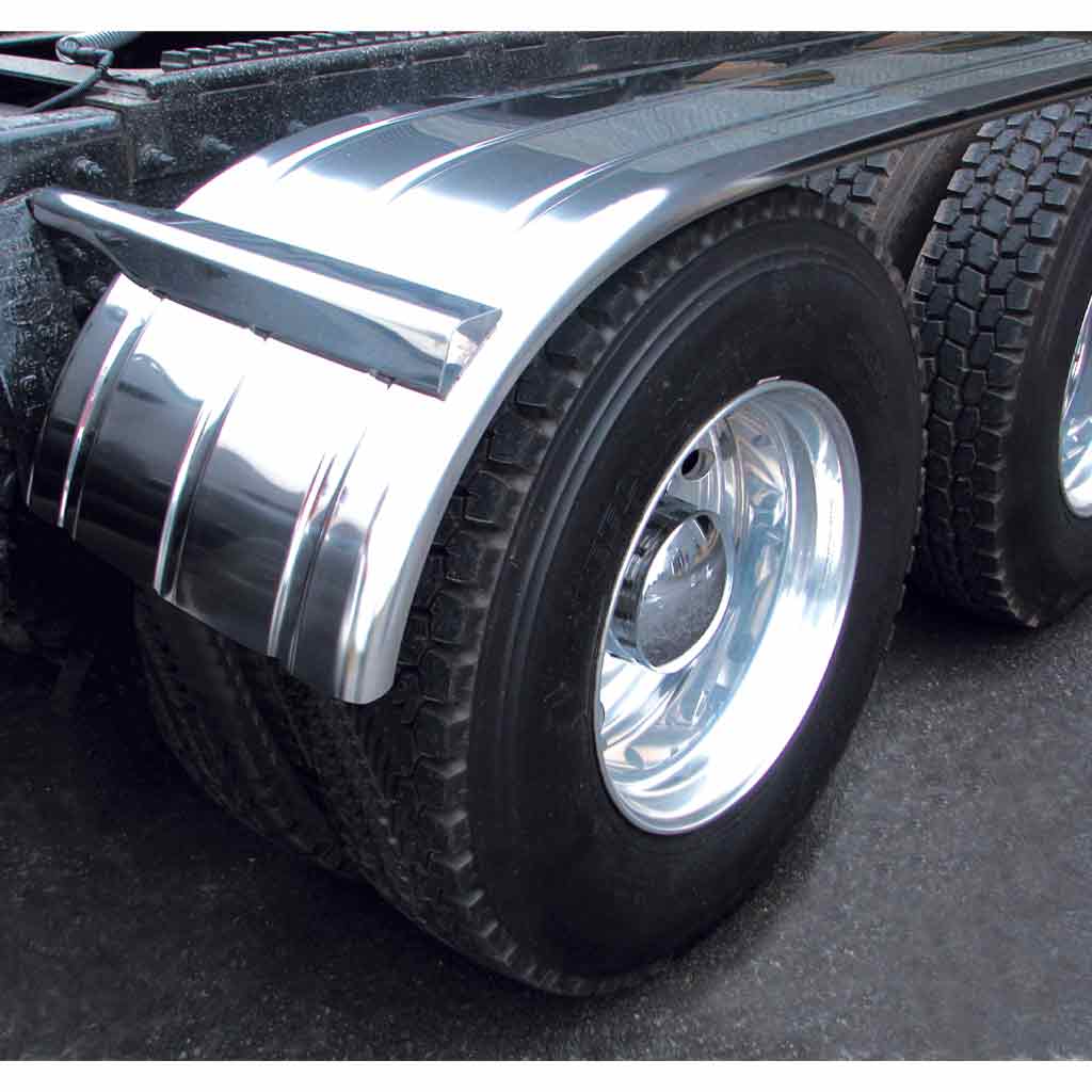 125" 3 Ribbed Half Fenders - 16 Gauge | Mirror Shine Stainless Steel